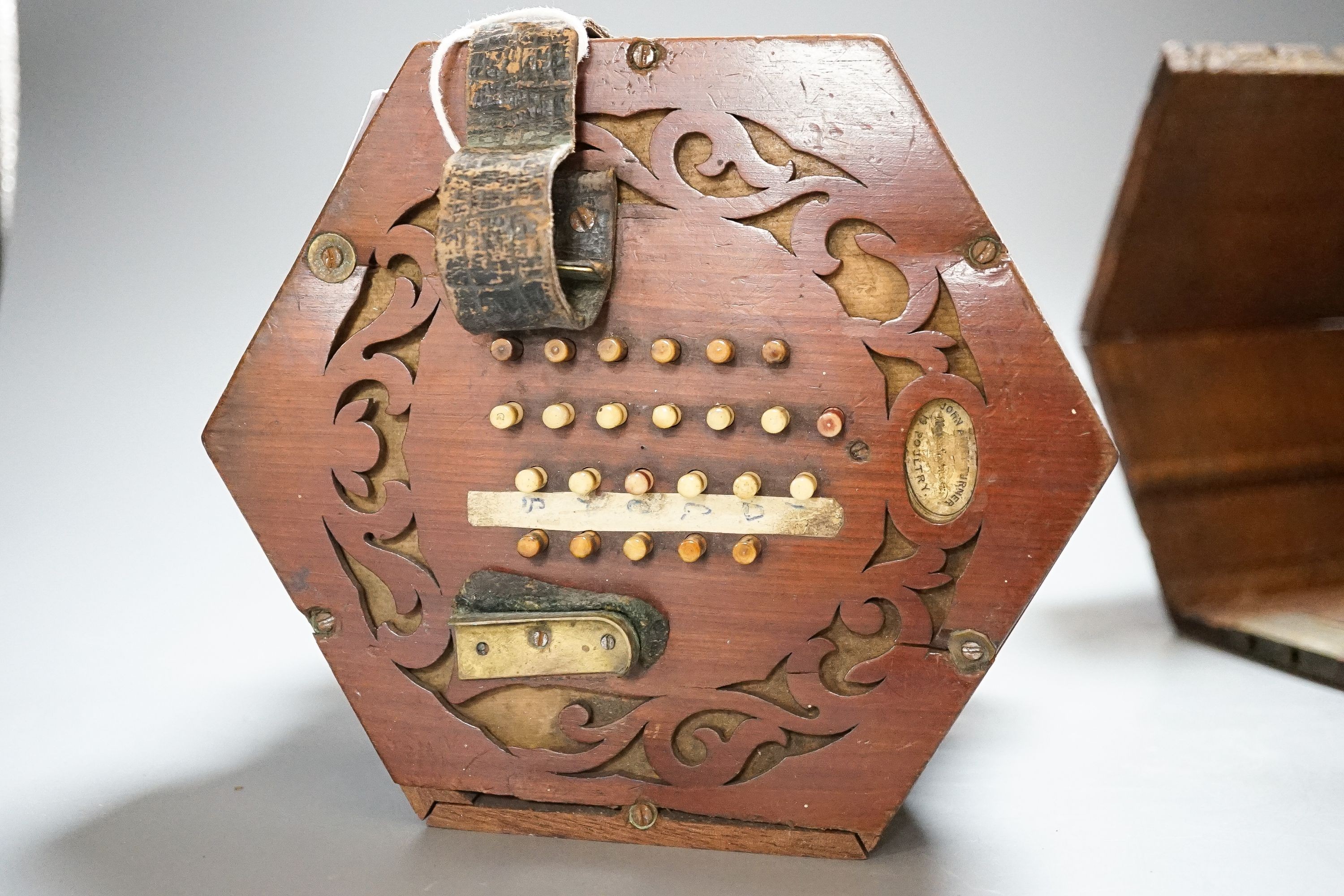 A 48 button concertina by John Alvey Turner, a/f